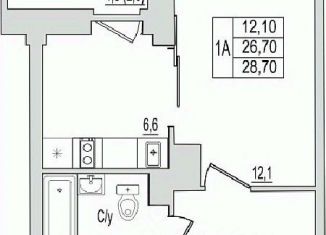 Продаю 1-ком. квартиру, 28.7 м2, Псков