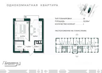 Продаю однокомнатную квартиру, 32.08 м2, Астрахань, Трусовский район