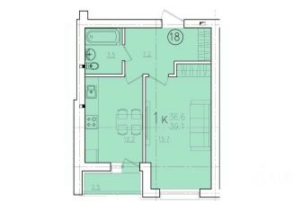 Продается однокомнатная квартира, 39.1 м2, Энгельс, микрорайон Энгельс-9, 2