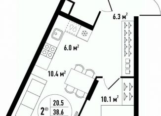 2-ком. квартира на продажу, 38.6 м2, Астрахань