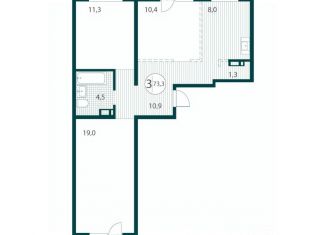 Трехкомнатная квартира на продажу, 73.3 м2, Иркутск