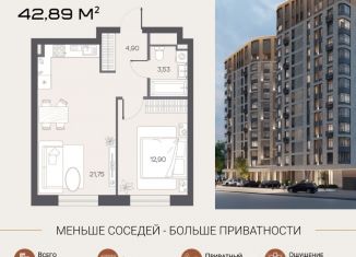 Продам 1-комнатную квартиру, 42.89 м2, Омск, Центральный округ