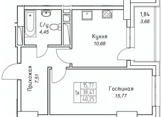Продаю 1-ком. квартиру, 40.25 м2, Якутск