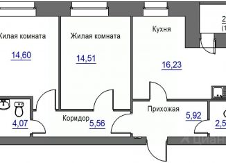 Продаю 2-ком. квартиру, 64.76 м2, Орёл, Заводской район