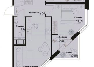 2-ком. квартира на продажу, 59.47 м2, Мурино