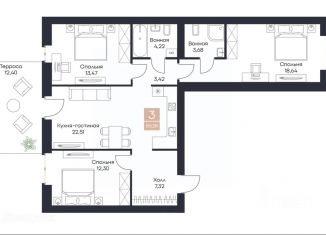 Продажа 3-ком. квартиры, 89.28 м2, село Поляны