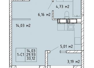 Продаю квартиру студию, 31.53 м2, Калуга, Московский округ