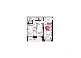 Продается двухкомнатная квартира, 62.74 м2, Чебоксары, Калининский район