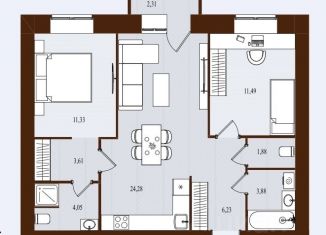 Продается 2-ком. квартира, 69.06 м2, Брянск, Советский район