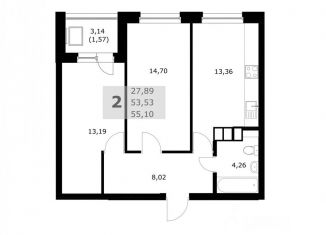 Продам 2-ком. квартиру, 55.1 м2, Самара, метро Победа, проспект Карла Маркса, 245Б