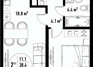 Продаю 2-ком. квартиру, 38.4 м2, Астрахань, Советский район, улица Бэра, 29