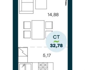 Продаю квартиру студию, 32.8 м2, Иркутск, Свердловский округ