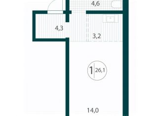 1-комнатная квартира на продажу, 26.1 м2, Иркутск, Ленинский округ
