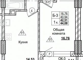 Продам однокомнатную квартиру, 42.51 м2, Якутск