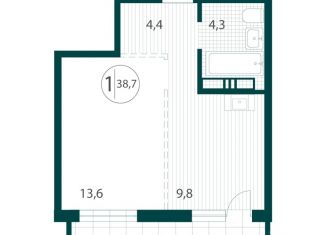 Продам 1-комнатную квартиру, 38.7 м2, Иркутск