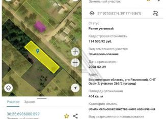 Продаю земельный участок, 5 сот., Воронежская область, СНТ Озон-2, 237