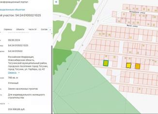 Продается земельный участок, 7.5 сот., Новосибирская область, улица Гербера