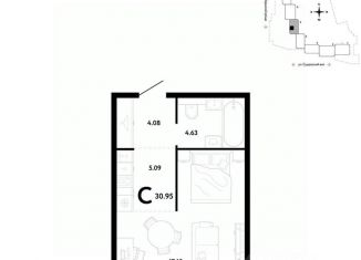 Квартира на продажу студия, 30.95 м2, Москва, район Марьина Роща
