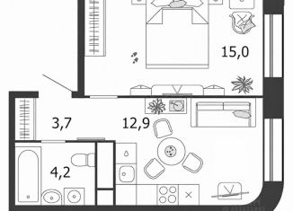 Продажа 1-комнатной квартиры, 36 м2, Москва, ЮАО, 3-я очередь, к3.2