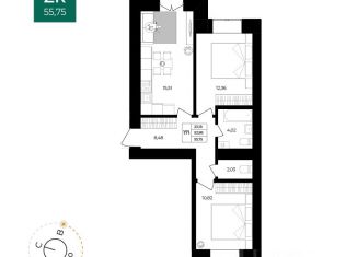 Продам 2-ком. квартиру, 55.75 м2, Ярославль