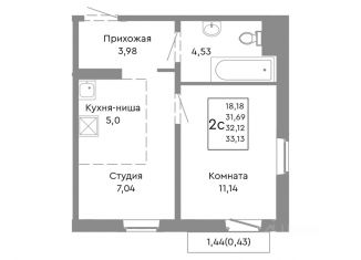 Продажа двухкомнатной квартиры, 32.12 м2, Челябинск, Советский район