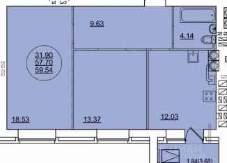 Продаю 2-ком. квартиру, 59.54 м2, Марий Эл