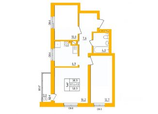 Продажа трехкомнатной квартиры, 58.5 м2, Уфа, Калининский район