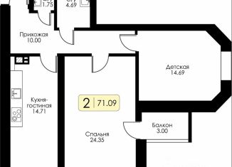 Продается 3-ком. квартира, 73.35 м2, Тверь