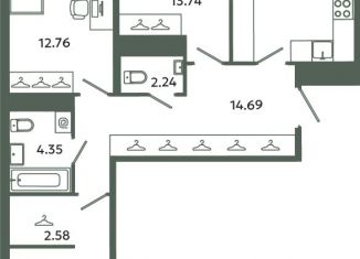 Продам 3-ком. квартиру, 83.66 м2, Ленинградская область