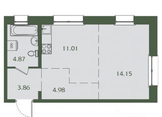 Продаю 1-комнатную квартиру, 38.87 м2, Иркутск