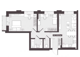 Продается трехкомнатная квартира, 63.9 м2, Кемерово