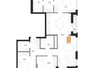 Продается 3-комнатная квартира, 97.9 м2, Курская область