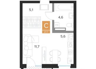 Квартира на продажу студия, 27.7 м2, Курская область