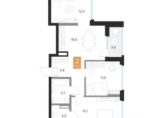 Продается 2-комнатная квартира, 71 м2, Курск