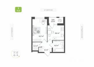 Продается однокомнатная квартира, 34.3 м2, Тверь, Заволжский район
