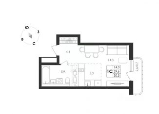 Продаю 1-комнатную квартиру, 30.3 м2, Воронежская область