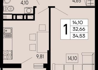Продажа однокомнатной квартиры, 34.53 м2, Майкоп