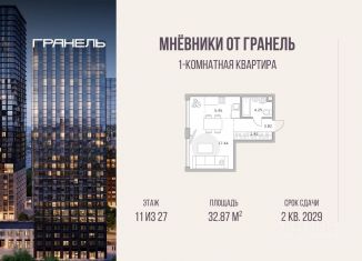 Продажа 1-ком. квартиры, 32.87 м2, Москва