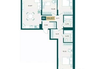 Продаю 3-комнатную квартиру, 90.73 м2, Тюмень