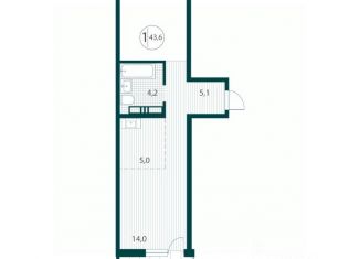 Продаю 1-комнатную квартиру, 43.6 м2, Иркутск