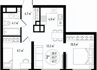Продается 3-ком. квартира, 43.7 м2, Астрахань, Ленинский район