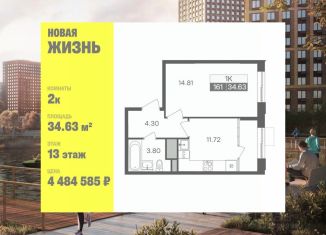 Продам однокомнатную квартиру, 34.63 м2, Ульяновск, Засвияжский район