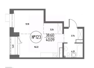 Продажа 1-ком. квартиры, 40.09 м2, Иркутск
