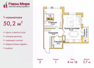 1-комнатная квартира на продажу, 50.2 м2, Крым