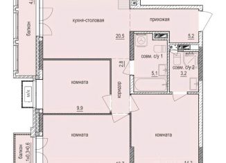 3-ком. квартира на продажу, 76.7 м2, Ижевск