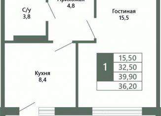 Продается однокомнатная квартира, 36.2 м2, Кемеровская область