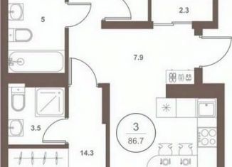 Продаю 3-ком. квартиру, 86.1 м2, Пензенская область