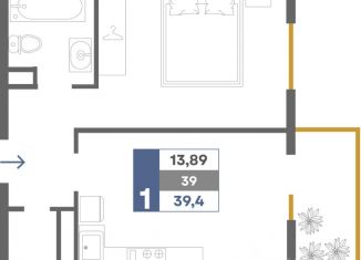 Продажа 1-комнатной квартиры, 39.4 м2, Крым