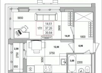 1-ком. квартира на продажу, 39.4 м2, Белгород