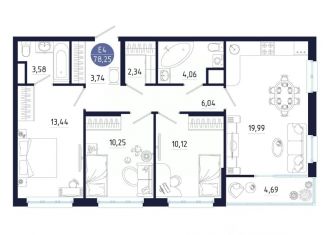 Продажа 3-комнатной квартиры, 78.25 м2, Тула, Пролетарский территориальный округ